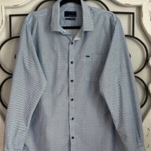 PETER ENGLAND MEN'S PRINTED SLIM FIT SHIRT WHITE/BLUE SIZE XXL